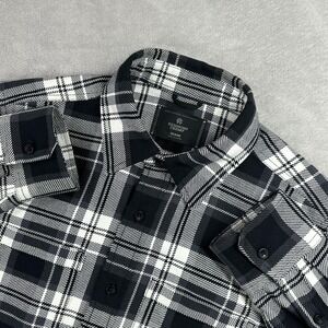 Reigning Champ Shirt Mens Medium Black Plaid Long Sleeve Button Up Flannel